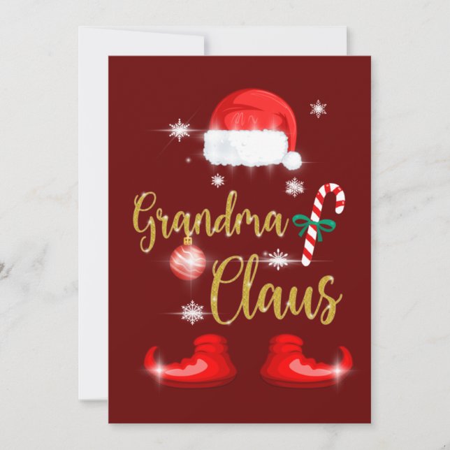 Grandma Santa Claus Funny Family Christmas Pjs Inbjudningar (Framsida)