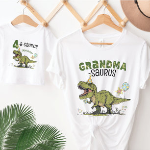 Grandma-saurus Dinosaur Theme Barns födelsedag Par T Shirt