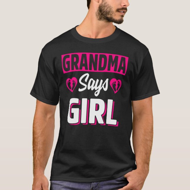 Grandma Says Girl Cute Gender Reveal Team Rosa Bab T Shirt (Framsida)