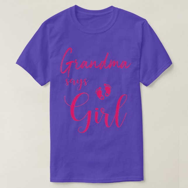 Grandma Says Girl Cute Gender Reveal Team Rosa Gi T Shirt (Design framsida)