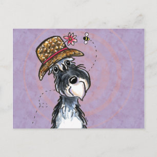 Grandma Schnauzer Flower Hat off-Leash Art™ Vykort