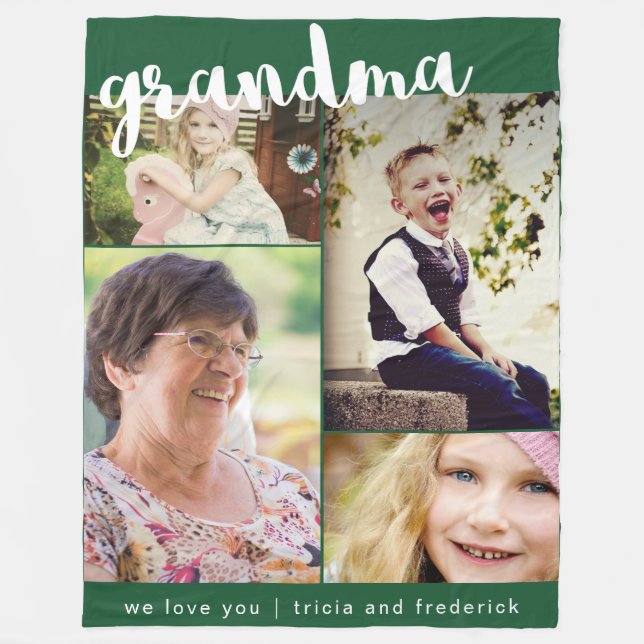Grandma Script Photo Collage Fleecefilt (Framsidan)