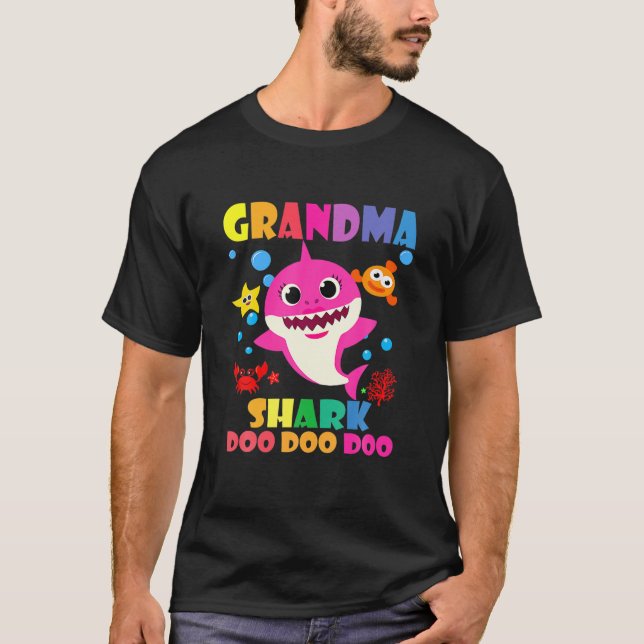 Grandma Shark Doo Doo Funny Baby Mamma pappa Kids T Shirt (Framsida)