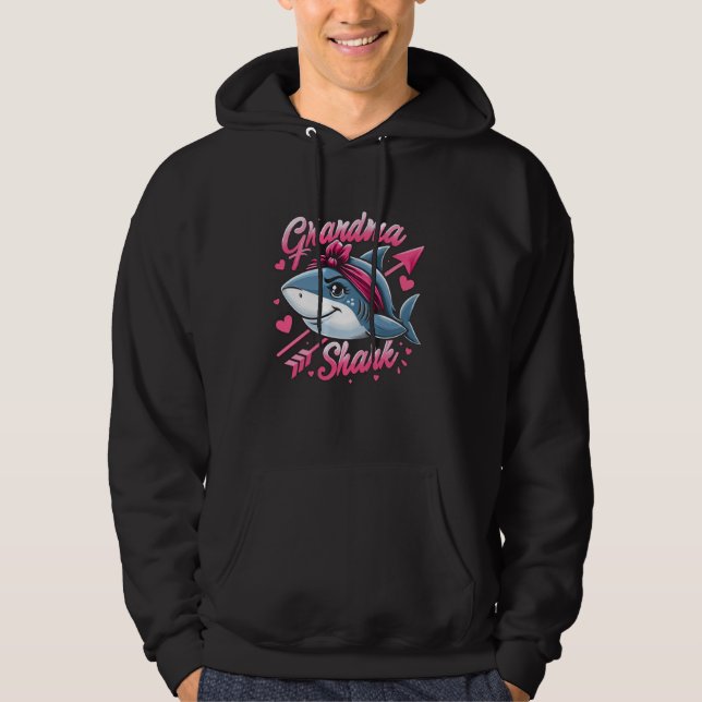 Grandma Shark Funny Shark Matching Family for Wome Hoodie (Framsida)