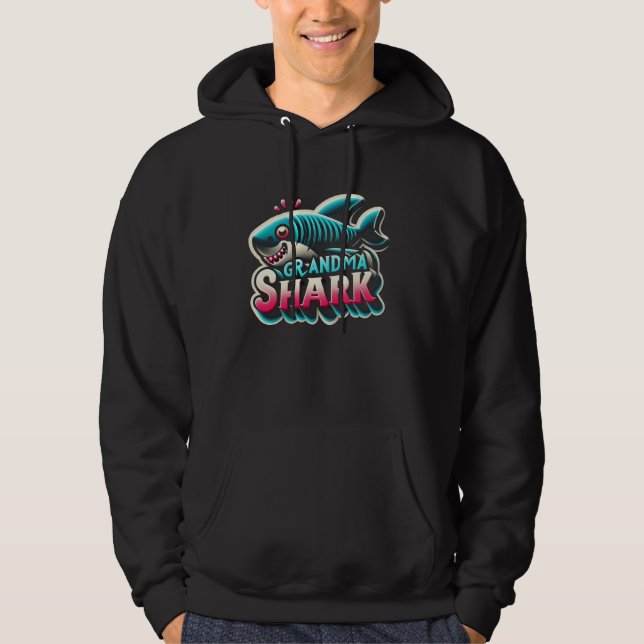 Grandma Shark Funny Shark Matching Family for Wome Hoodie (Framsida)