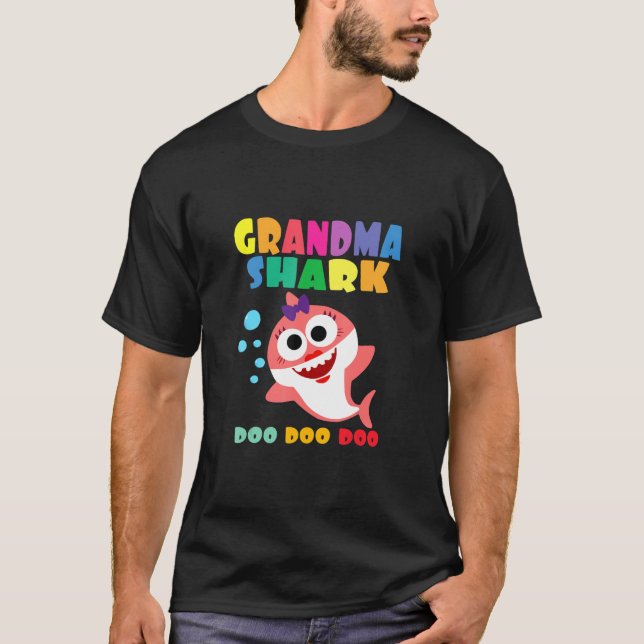 Grandma Shark T-Shirt Doo Funny Baby Mamma Kid (Framsida)