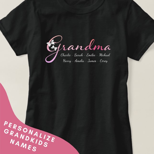 Grandma Shirt med Barnbarn Namn (färgstarkt) T Shirt (Skapare uppladdad)