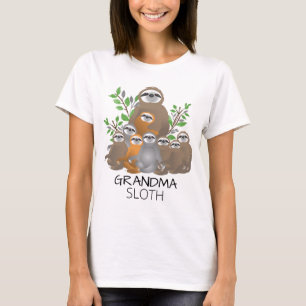 Grandma Sloth med Sloth Grandchildren tillsammans T Shirt