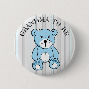 GRANDMA som är Blue Nalle Baby Shower Button Knapp