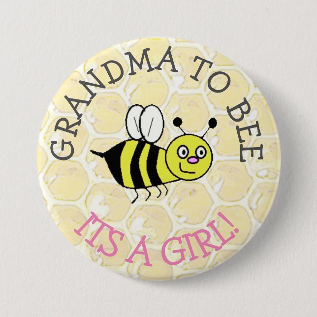 GRANDMA som Bumblebee Baby Shower-knapp Knapp (Framsida)