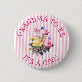 GRANDMA som Rosa Flowers Baby Shower Button Knapp