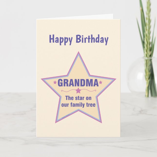 Grandma Star Birthday Card Kort (Framsida)