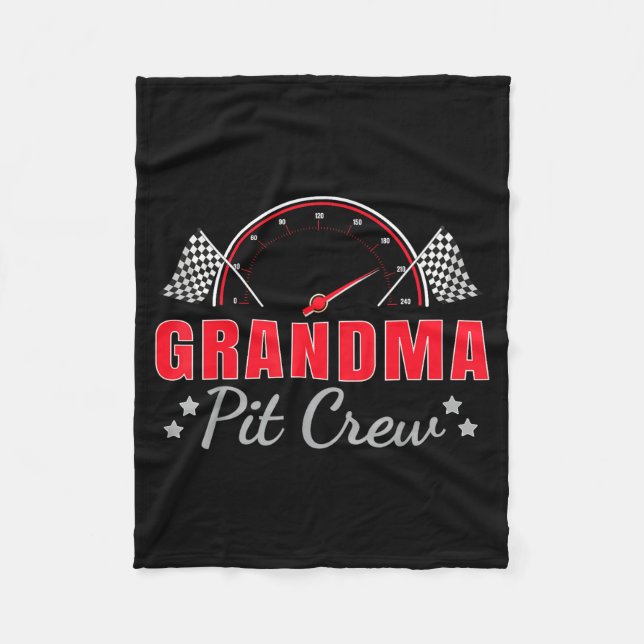 Grandma T Crew Race Car Driver Birthday Party Raci Fleecefilt (Framsidan)