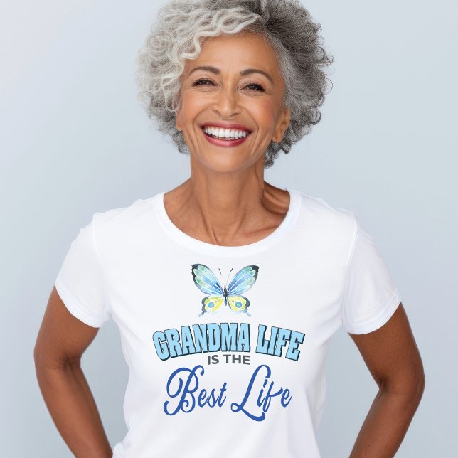 Grandma T Shirt (Grandma shirt for proud grandmas. Cute, modern with butterfly. Fun to wear!)