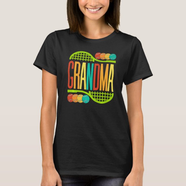 Grandma Tennis Racket Bollar Sports Nana Mimi Wome T Shirt (Framsida)