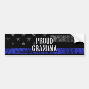 Grandma Thin Blue Line Distress-Flagga Bildekal