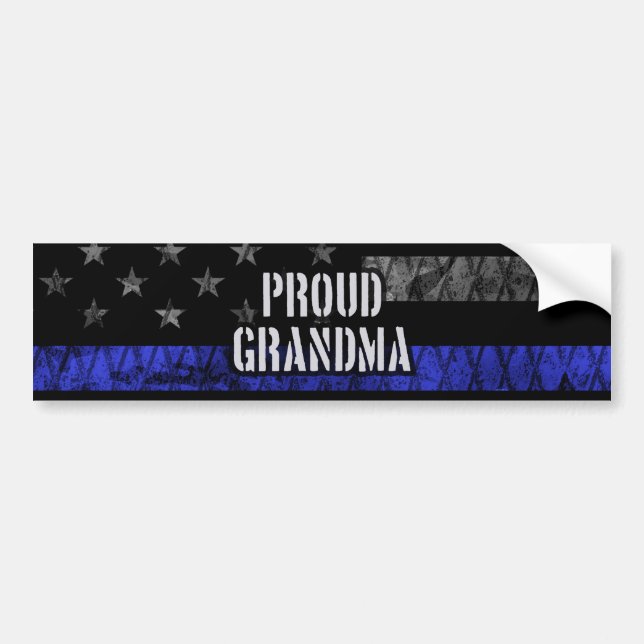 Grandma Thin Blue Line Distress-Flagga Bildekal (Framsidan)
