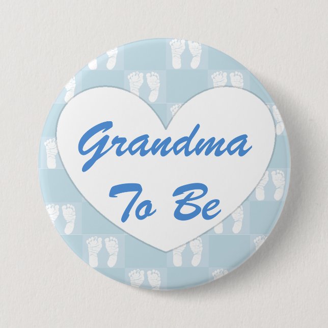 Grandma to be Baby Shower Button Blue Knapp (Framsida)