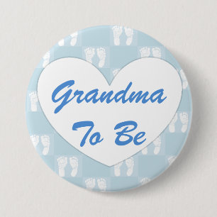 Grandma to be Baby Shower Button Blue Knapp