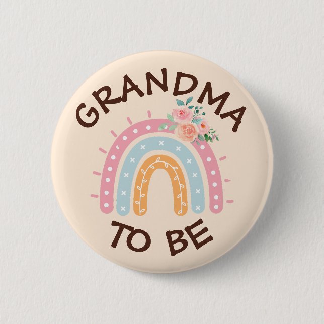 Grandma to be Baby Shower Button Rainbow themme Knapp (Framsida)