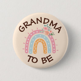 Grandma to be Baby Shower Button Rainbow themme Knapp