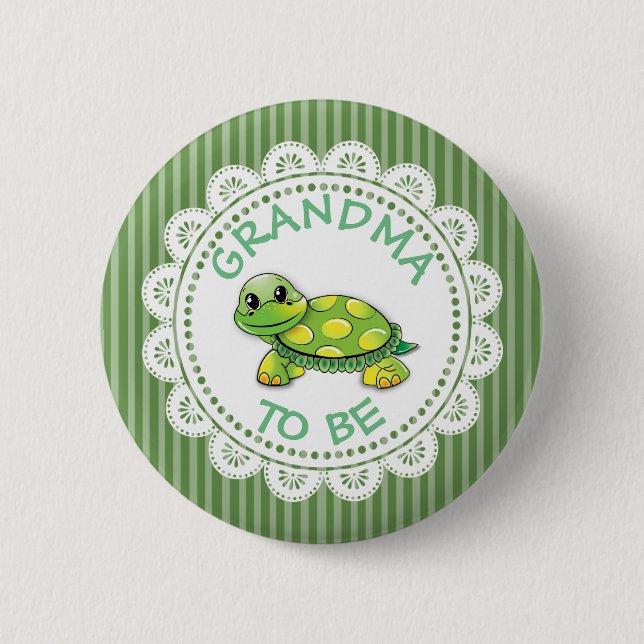 Grandma to be Baby Shower Button Turtle themed Knapp (Framsida)