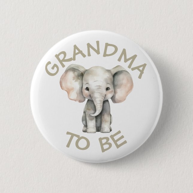 Grandma to be Baby Shower Button Vild One Zoo Knapp (Framsida)