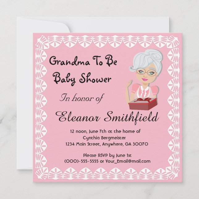 GrandMa to be Baby Shower-inbjudan Inbjudningar (Framsida)