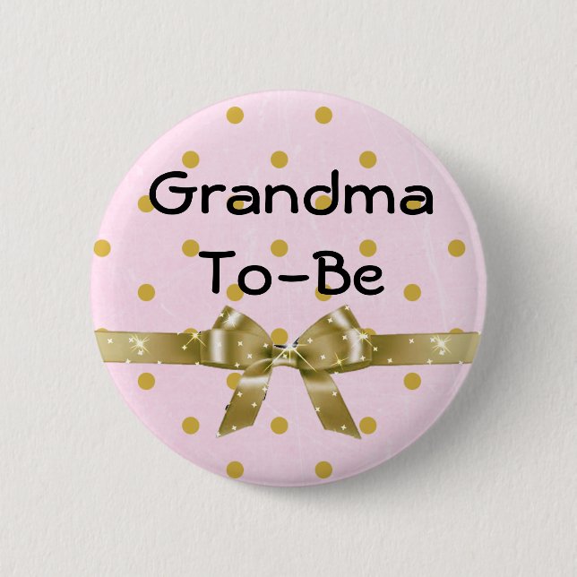 Grandma to be Baby Shower Rosa and Guld Button Knapp (Framsida)