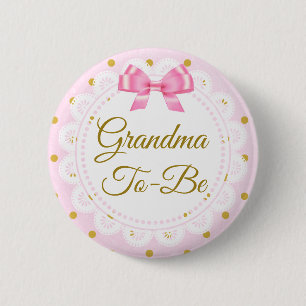 Grandma to be Baby Shower Rosa & Guld Button Knapp