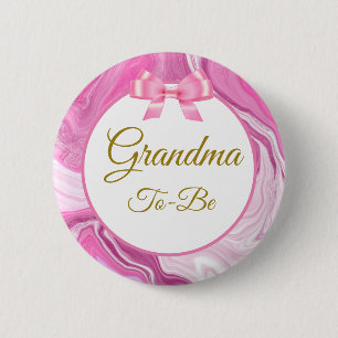 Grandma to be Baby Shower Rosa & Guld Knapp