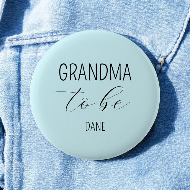 Grandma to be Blue Baby Shower Button Knapp (Skapare uppladdad)