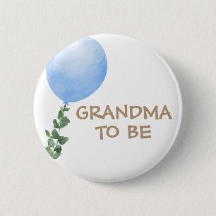 Grandma to be Blue Balloon Baby Shower Button Knapp
