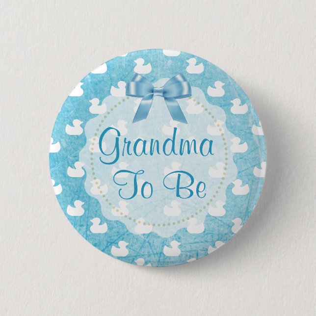Grandma to be Blue Rubber Ducklings Button Knapp (Framsida)