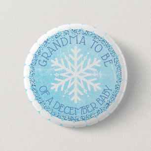 Grandma to be Blue Winter December Baby Button Knapp