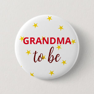Grandma to be Button with Gult Stars Knapp