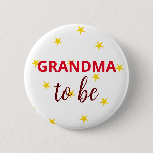 Grandma to be Button with Gult Stars Knapp (Framsida)
