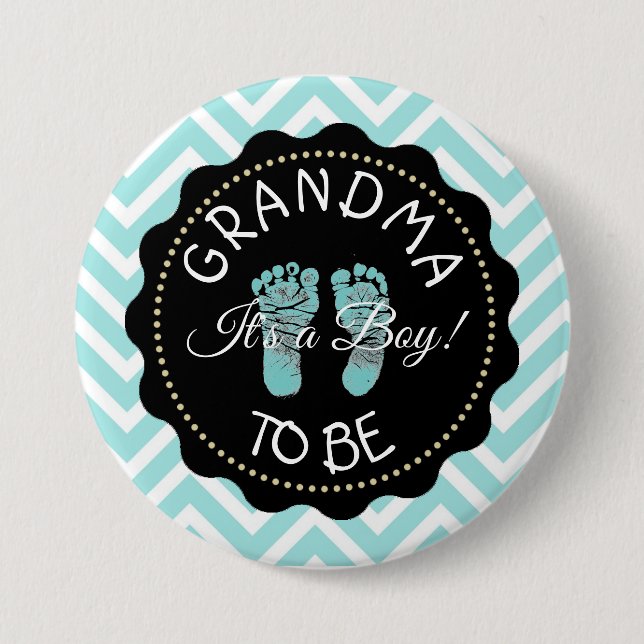 Grandma to be Chevron Baby Shower-knapp Knapp (Framsida)