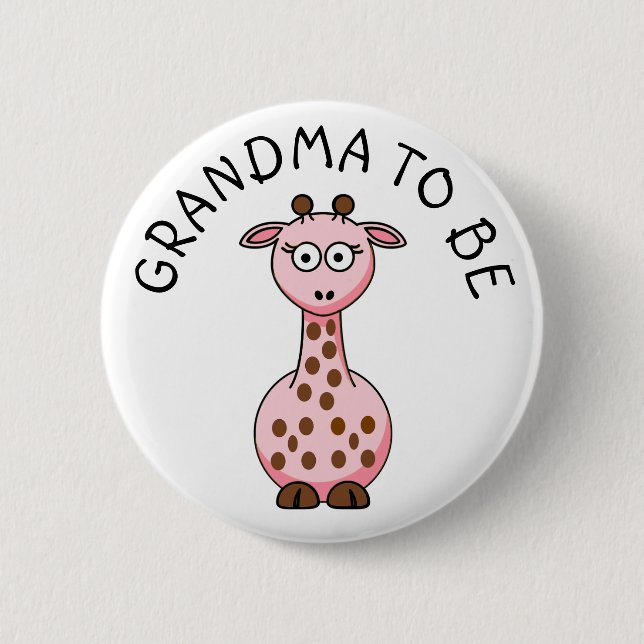 Grandma to be Giraffe Baby Shower-knapp Knapp (Framsida)