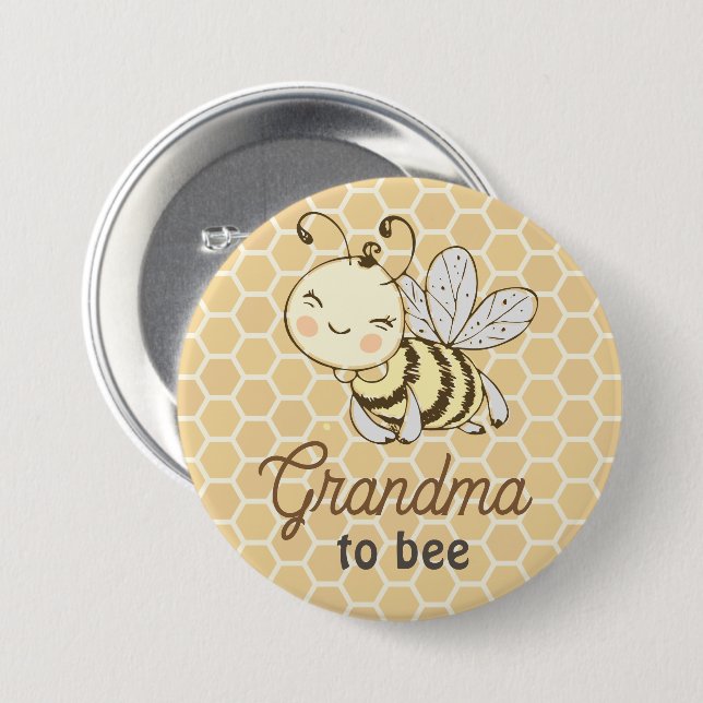 Grandma to be Granny Cute Honeybee Bee Baby Shower Knapp (Framsida & baksida)