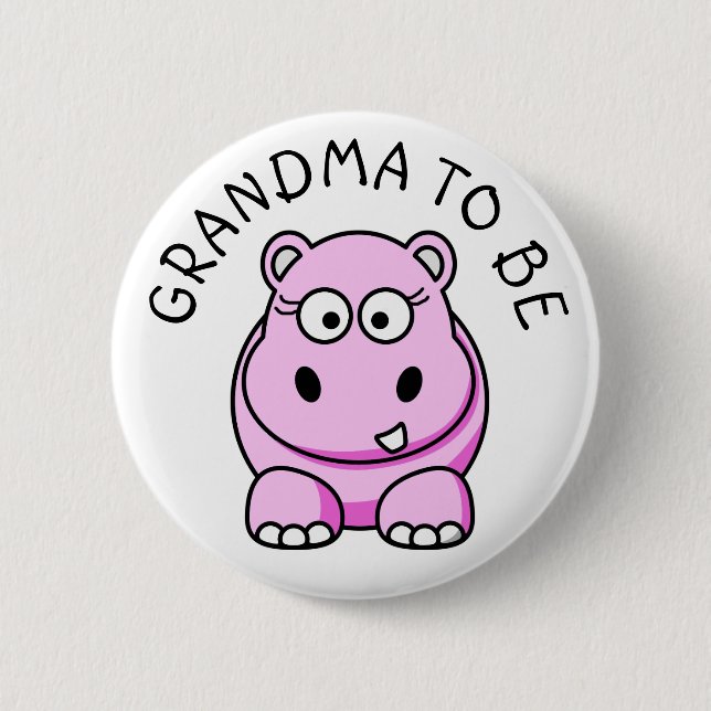 Grandma to be Hippo Baby Shower-knapp Knapp (Framsida)