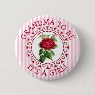 "Grandma to be"-knapp för babyskor i Vintage Ro Knapp