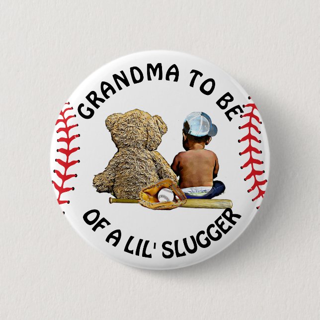 Grandma to BE of a Lil Slugger Baby Shower Button Knapp (Framsida)
