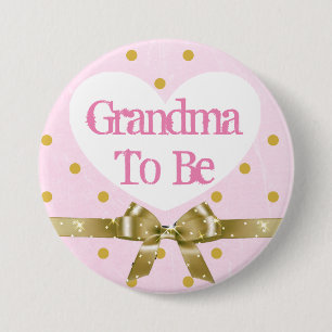 Grandma to Be Rosa and Guld Baby Shower Button Knapp