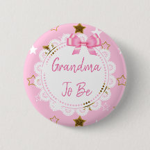 Grandma to be Rosa and Guld Stars Button