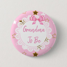 Grandma to be Rosa and Guld Stars Button Knapp