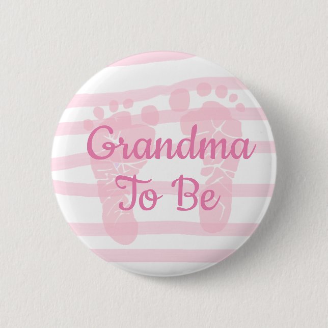 Grandma to be Rosa Girl Baby Shower Knapp (Framsida)