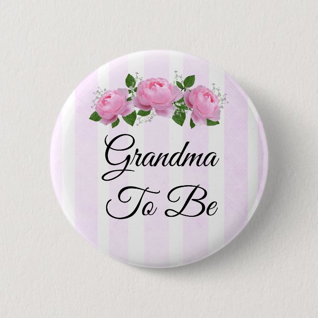 Grandma to be Rosa ros Baby Shower Button Knapp (Framsida)
