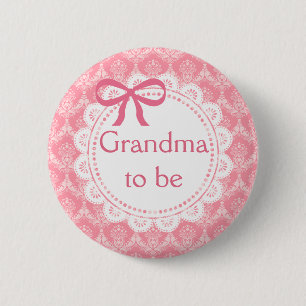 Grandma to be Rosa Snöre Baby Shower Knapp