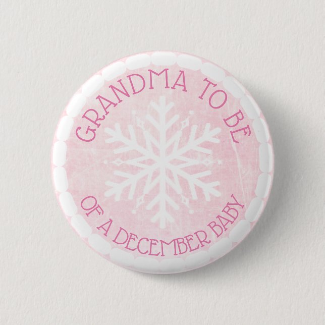 Grandma to be Rosa Winter December Baby Button Knapp (Framsida)